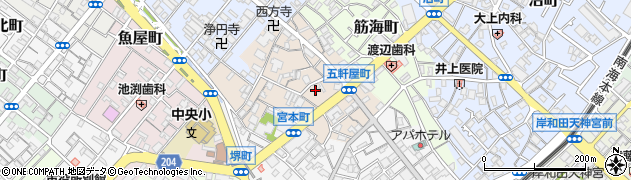 大阪府岸和田市五軒屋町周辺の地図