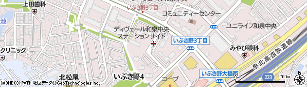 大阪府和泉市いぶき野周辺の地図