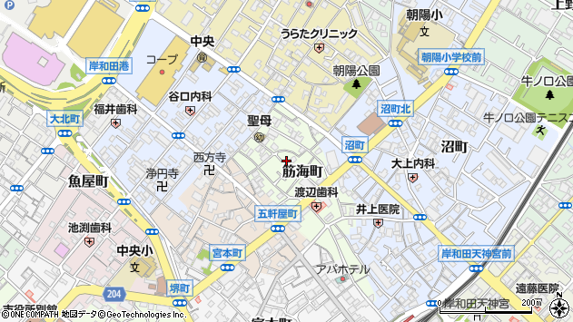 〒596-0057 大阪府岸和田市筋海町の地図