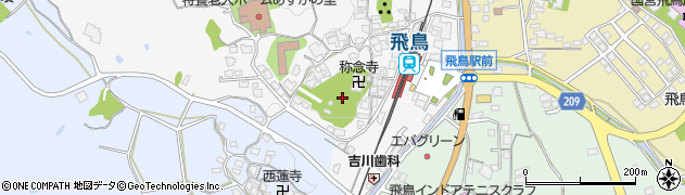 奈良県高市郡明日香村越周辺の地図