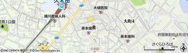 大阪府岸和田市大町周辺の地図
