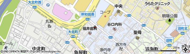岸和田北町郵便局周辺の地図