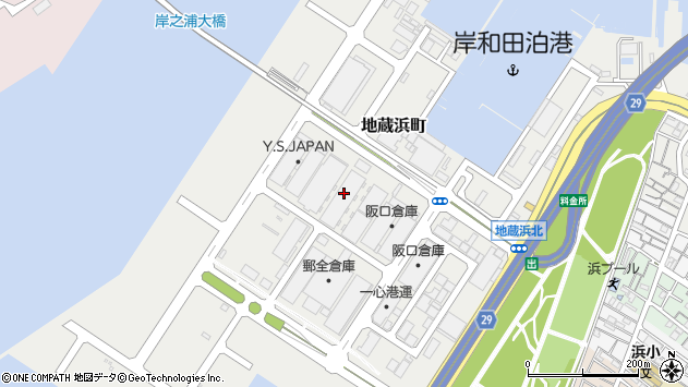 〒596-0015 大阪府岸和田市地蔵浜町の地図