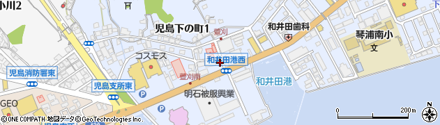 和井田港西周辺の地図