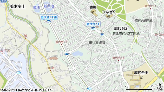 〒590-0133 大阪府堺市南区庭代台の地図
