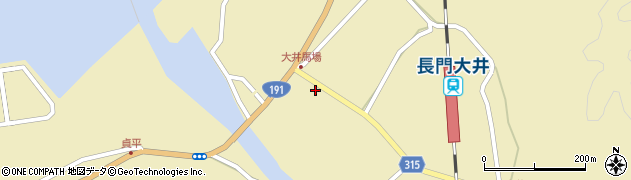 山口県萩市大井大井馬場上1659周辺の地図