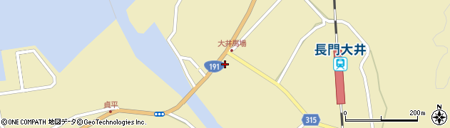 山口県萩市大井大井馬場上1662周辺の地図