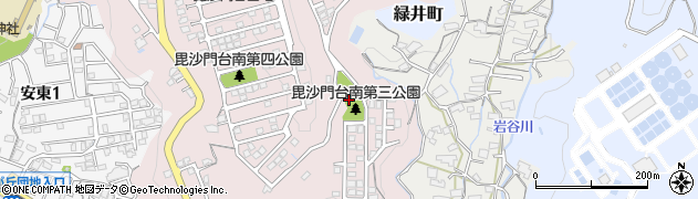 毘沙門台南第三公園周辺の地図