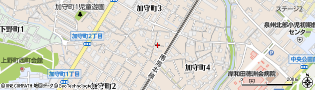 大阪府岸和田市加守町周辺の地図
