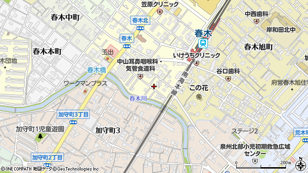 〒596-0006 大阪府岸和田市春木若松町の地図