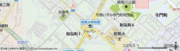 和気小学校西周辺の地図