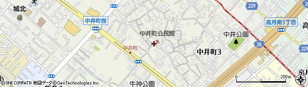 大阪府岸和田市中井町周辺の地図