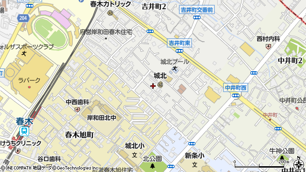 〒596-0002 大阪府岸和田市吉井町の地図