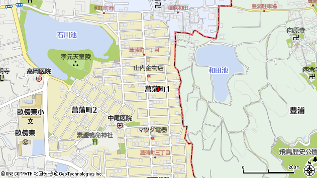 〒634-0042 奈良県橿原市菖蒲町の地図