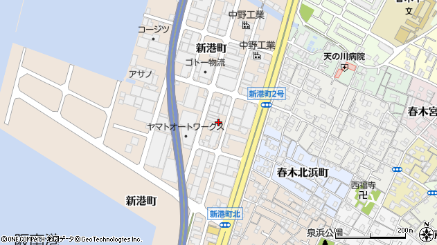 〒596-0012 大阪府岸和田市新港町の地図
