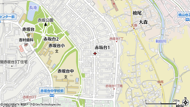 〒590-0144 大阪府堺市南区赤坂台の地図