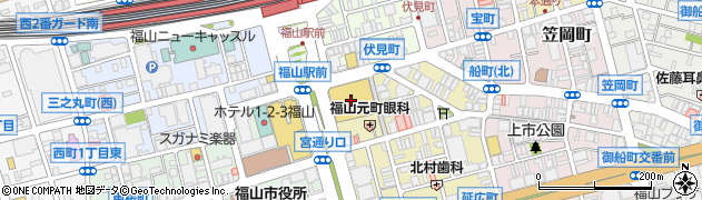 天満屋福山店地階鮮魚周辺の地図