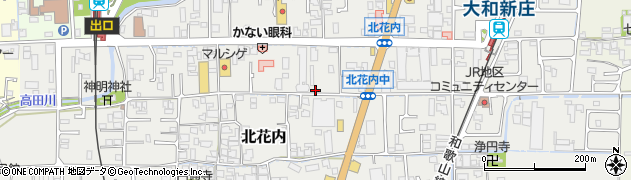 奈良県葛城市北花内周辺の地図