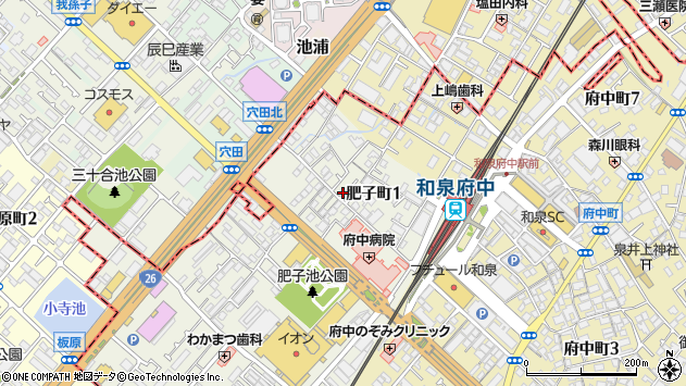 〒594-0076 大阪府和泉市肥子町の地図