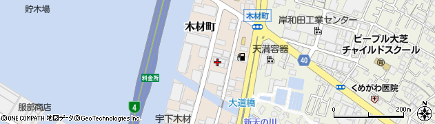 大阪府岸和田市木材町周辺の地図