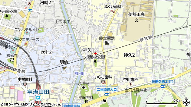 〒516-0017 三重県伊勢市神久の地図