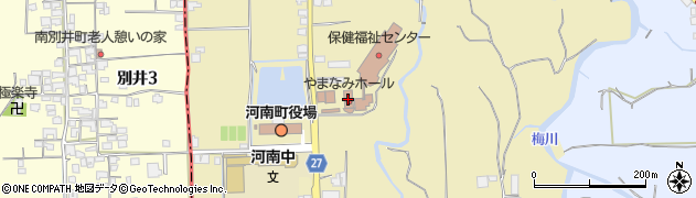 河南町役場　中央公民館・図書館周辺の地図