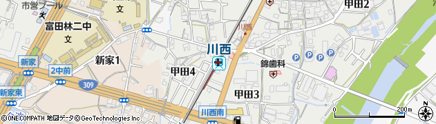 川西駅周辺の地図