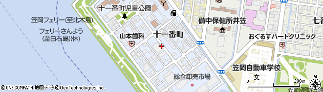 岡山県笠岡市十一番町周辺の地図