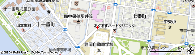 笠岡市民会館前周辺の地図