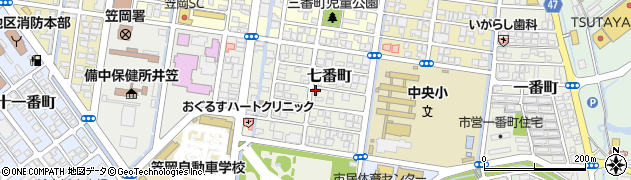 岡山県笠岡市七番町周辺の地図