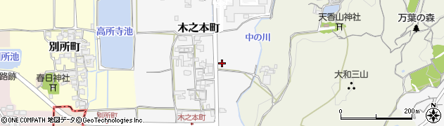奈良県橿原市木之本町周辺の地図
