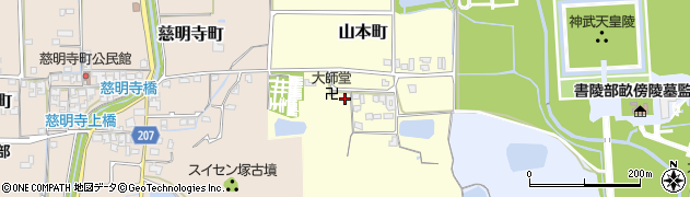 奈良県橿原市山本町147周辺の地図