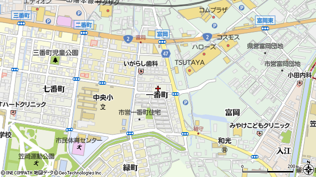 〒714-0082 岡山県笠岡市一番町の地図