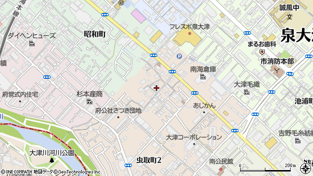 〒595-0037 大阪府泉大津市虫取の地図