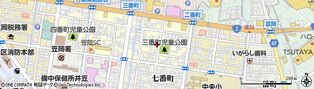 岡山県笠岡市三番町周辺の地図