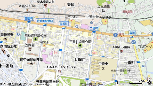 〒714-0084 岡山県笠岡市三番町の地図