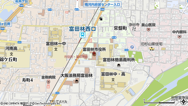 〒584-0000 大阪府富田林市（以下に掲載がない場合）の地図