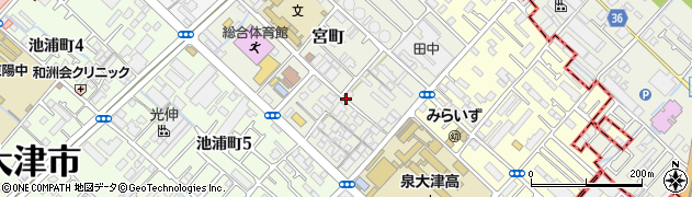 大阪府泉大津市宮町周辺の地図