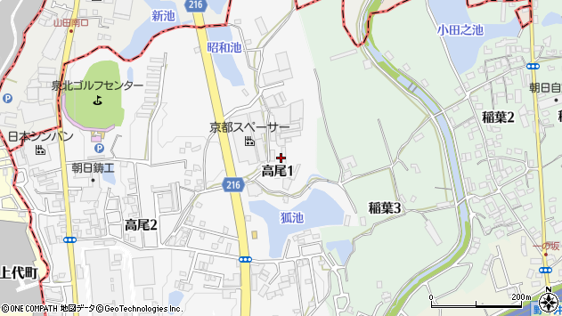〒590-0157 大阪府堺市南区高尾の地図