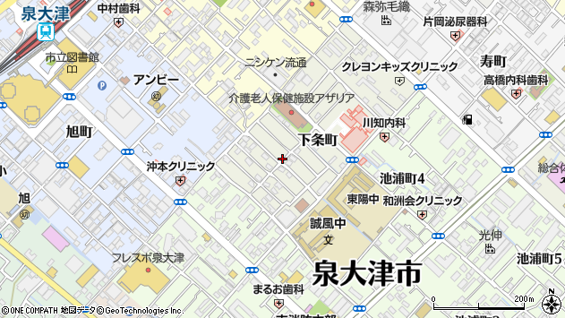 〒595-0027 大阪府泉大津市下条町の地図