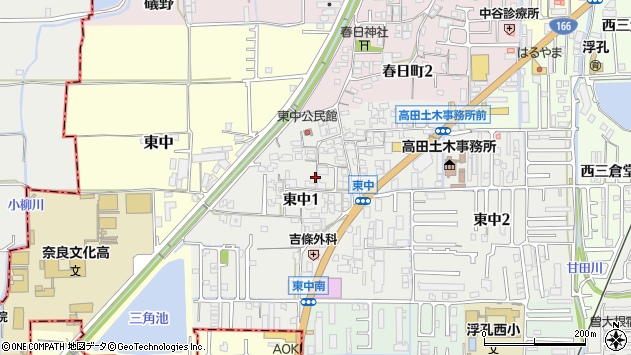 〒635-0065 奈良県大和高田市東中（丁目）の地図