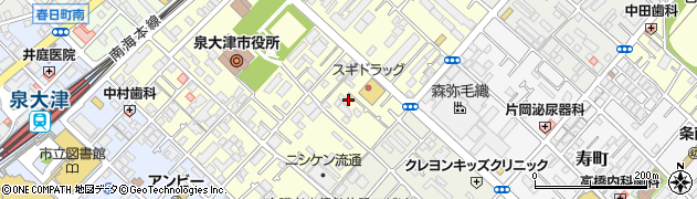 大阪府泉大津市東雲町周辺の地図