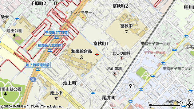 〒594-0082 大阪府和泉市富秋町の地図