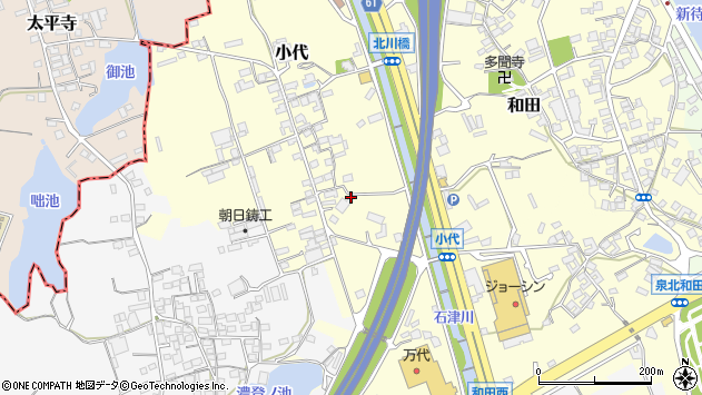 〒590-0151 大阪府堺市南区小代（その他）の地図