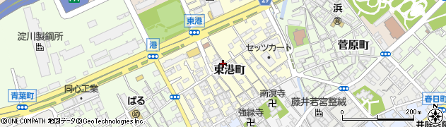 大阪府泉大津市東港町周辺の地図