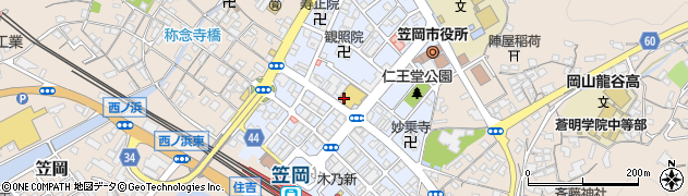 岡山県笠岡市中央町周辺の地図