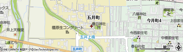 奈良県橿原市五井町周辺の地図