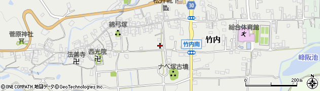 奈良県葛城市竹内周辺の地図