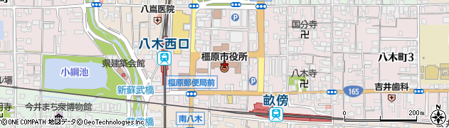 奈良県橿原市周辺の地図
