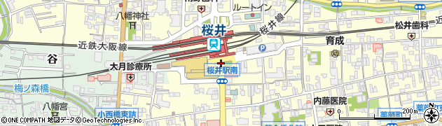 桜井駅南口周辺の地図